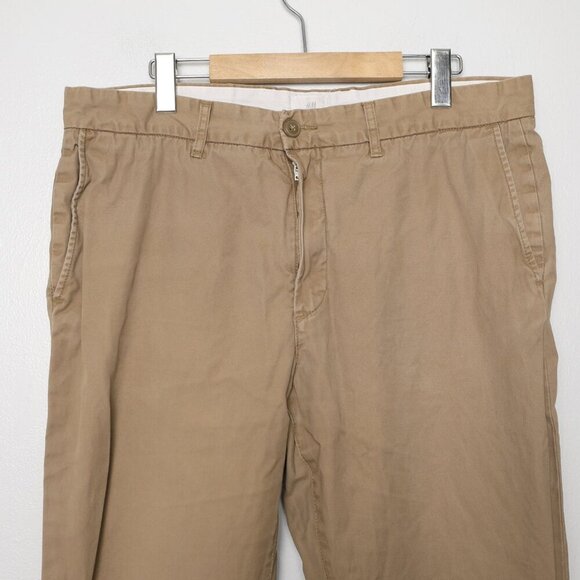 H&M Mens Slim Fit Cotton Chinos Pants Tan Beige 100% Cotton Summer Casual - Picture 7 of 8